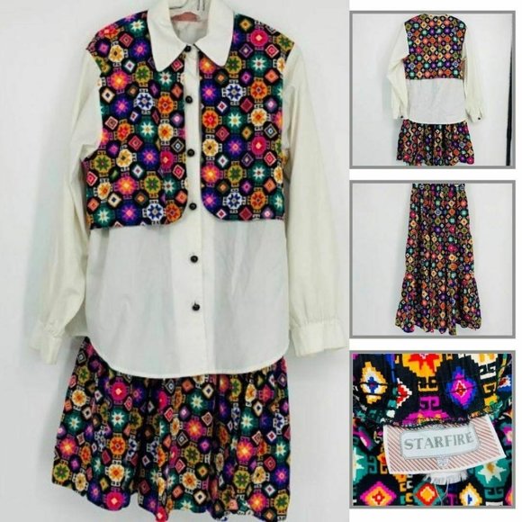 Starfire Dresses & Skirts - Vintage Starfire Top Skirt Two Piece Boho Western